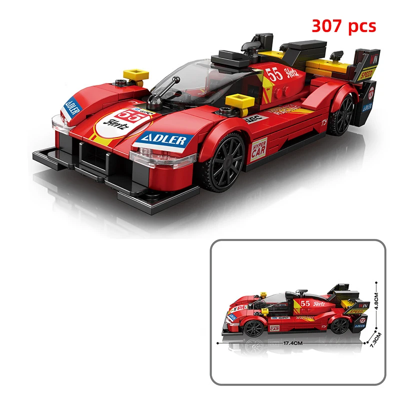 مدينة التقنية سيارة سرعة سباق السيارات اللبنات سيارة الشرطة الرياضية التقاط MOC ألعاب المركبات الإبداعية #2