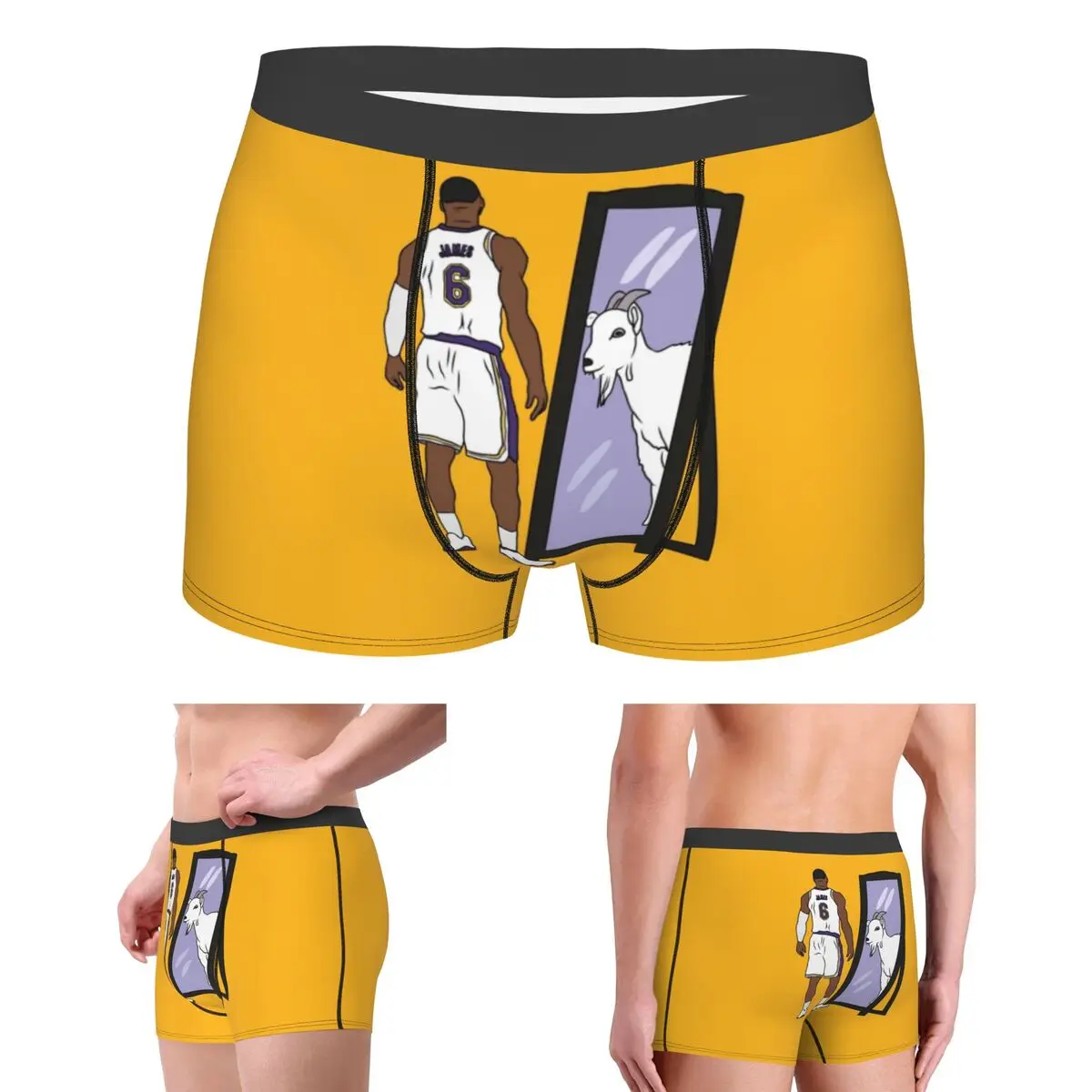 

Boxer Underpants Shorts LeBron James Mirror GOAT (Lakers #6) Panties Men Breathable Underwear for Homme Man Boyfriend Gift
