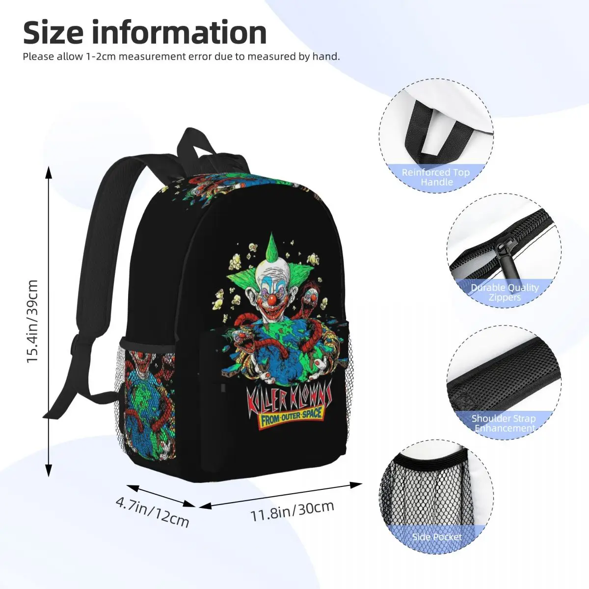 Killer Klowns From Outer Space Backpack Student BookBag Children School Bag Laptop Shoulder Bags for Men Women