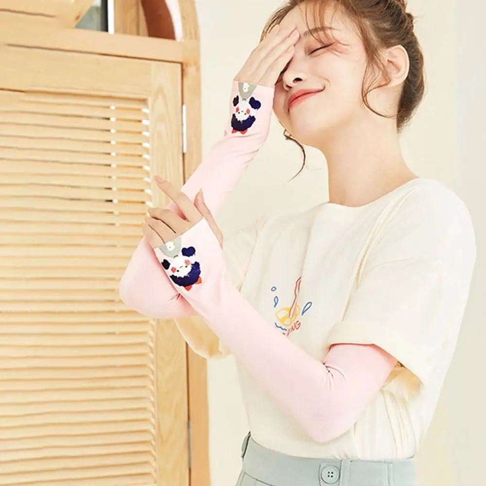 Nylon Cartoon Mädchen Radfahren Handschuhe Anti-UV Fahren Handschuhe Sonnenschutz Hülse Sonnenschutz Abdeckung Eis Seide Ärmeln Arm Wärmer