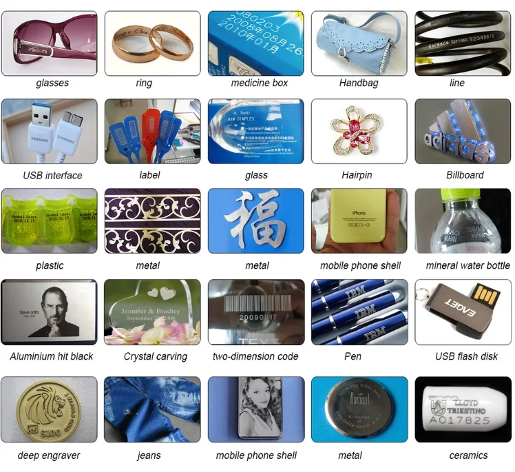 Portable  Mini Color Printer 20w 30w 50w Fiber  Marking Machine for Metal Jewelry Engraving Etching Machine