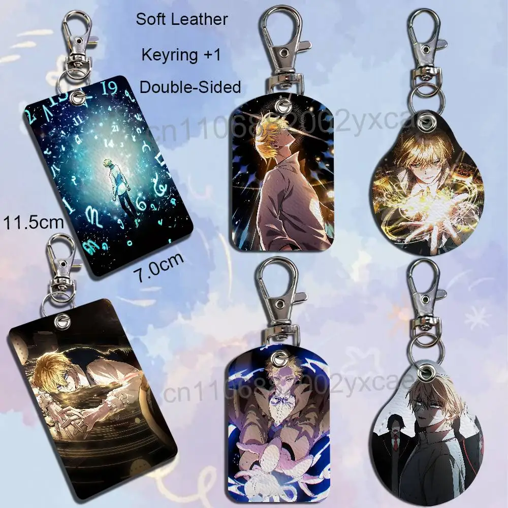 Sirone Arian The Infinite Mage Rectangle ID Card Case Keychain Access Card Bag Key Tag Ring Leather Card Holder Key Ring Access