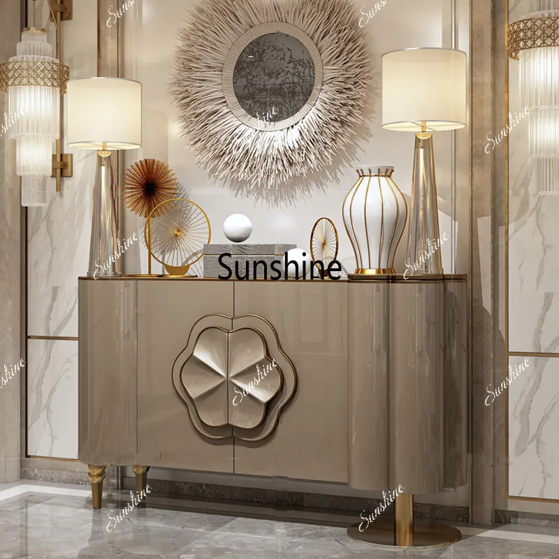 Simple modern entrance cabinet Light luxury style entrance hall cabinet Solid wood storage decorative cabinet