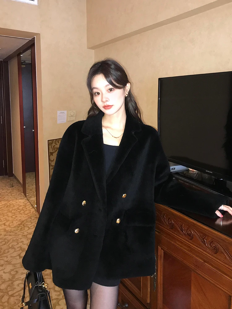 

LM Корейская драма Sle Женская шуба из овечьего меха из натуральной кожи и меха Зима Long Sve Stand Edition Китай сделано