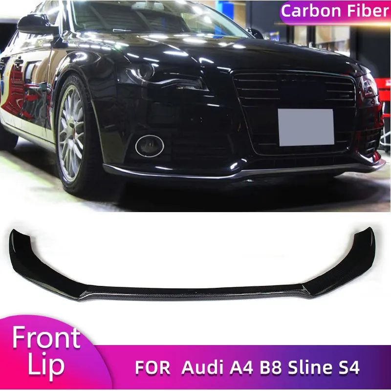 Carbon Fiber Front Bumper Lip Spoiler for Audi A4 Sline S4 B8 Sedan 2009-2012 Non for A4 Standard Front Lip Body Kit FRP