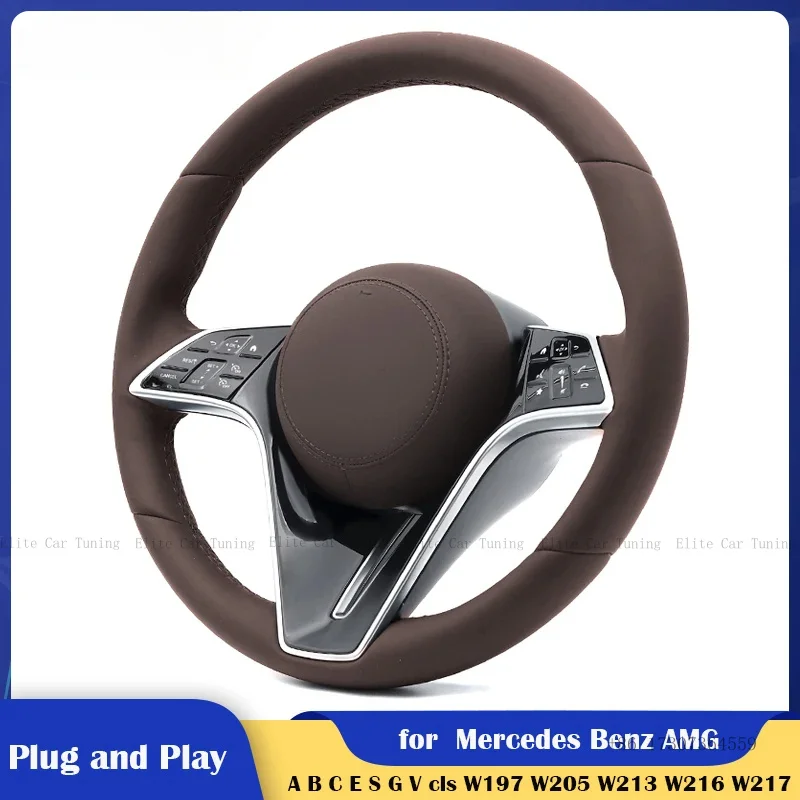 

Car Steering Wheel Brown Leather for Mercedes Benz W205 W213 W253 A B C E GLC R-Class W76 W16 W117 W204 W205 W212 W213 W218
