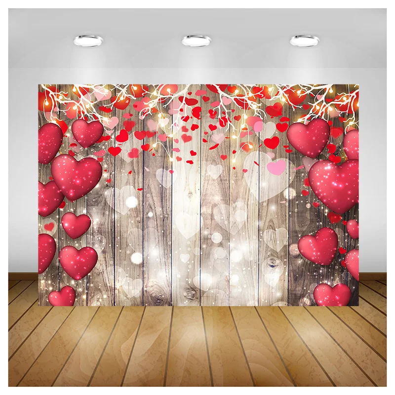 SHENGYONGBAO Valentine\'s Day Wedding Photography Backdrops Props Rose Love Heart Romantic Photo Balloons Party Background VS-95