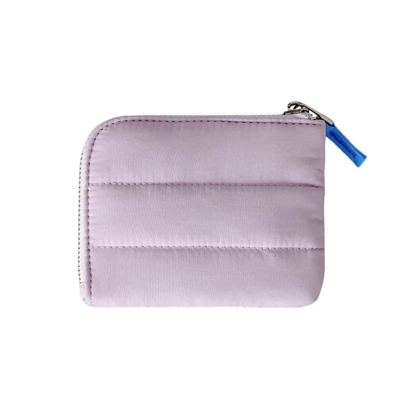 340D Ladies Nylon Card Holder With Zippers Coin Purse Quilted Small Wallet Daily Essential Change Pocket For Everyday Use