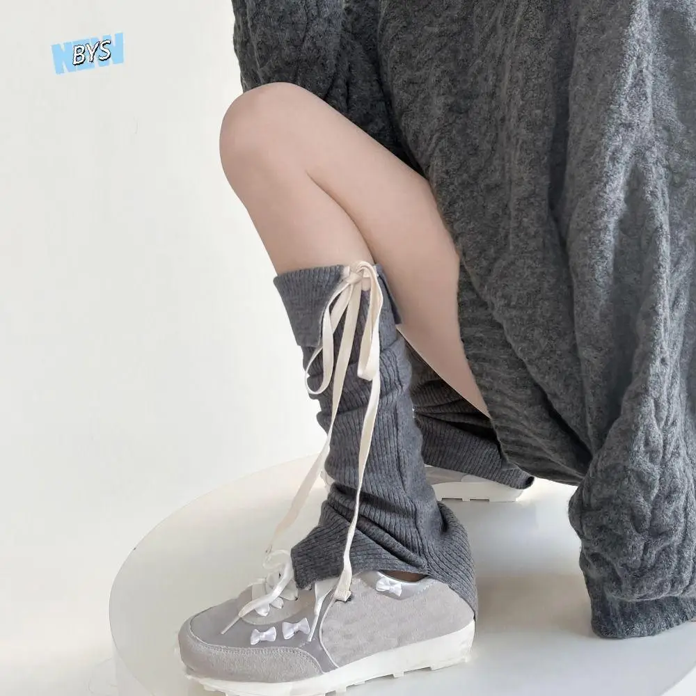 

Solid Color Y2K Lace Up Leg Warmers Sweet Ballet Foot Cover Women's Stockings Hosiery Slit Knee High Socks Streetwear
