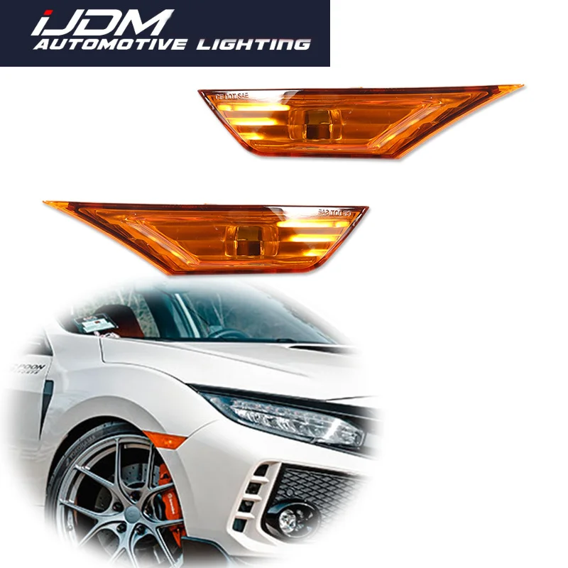 For 2016-up 10th Gen Honda Civic Sedan Coupe Hatchback Front Bumper Side Marker Indicator Light Cover Shells Car Accessories