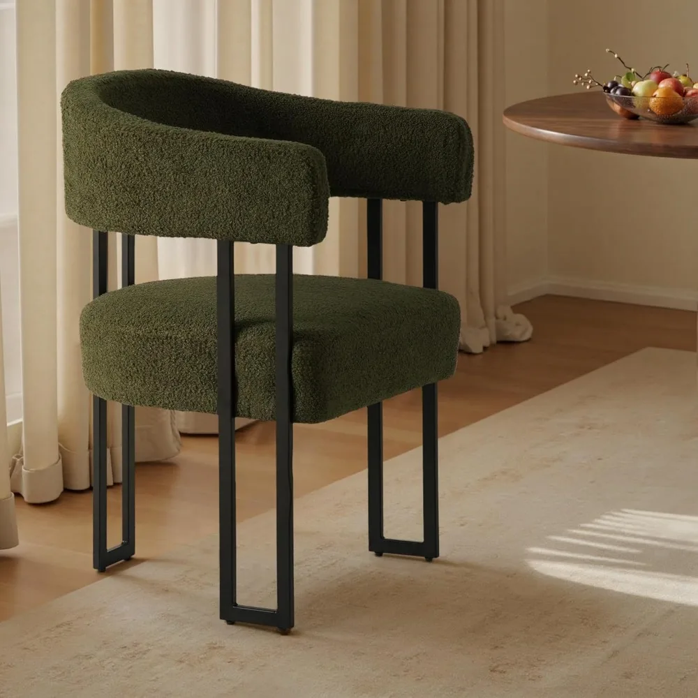 زوج من كراسي تناول الطعام الحديثة ذات الظهر المسطح في منتصف القرن مع مقاعد منجدة ومساند للذراعين المنحنية #4