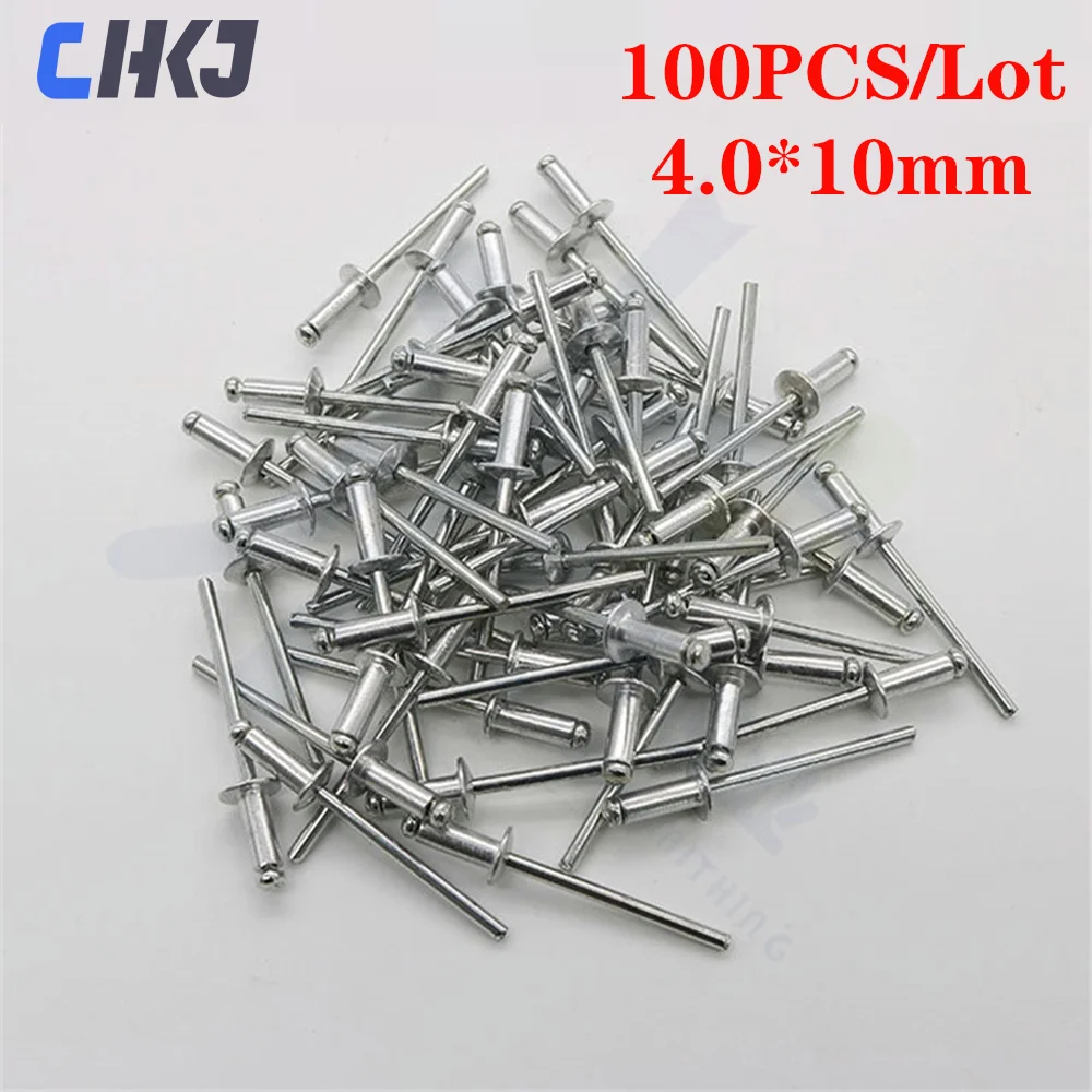 CHKJ 100 Cái/lốc 4.0*10Mm Kim Loại Đinh Tán Cho Tiêu Chuẩn Quốc Gia Đinh Tán Súng Bộ Móng Dụng Cụ Điện