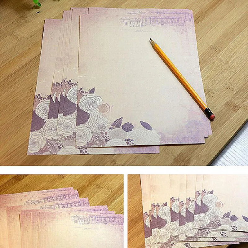10 Sheets/set Vintage Message Writing Letter Paper Creative Flower Pattern Letter Pad Student Paper Letter For Office School
