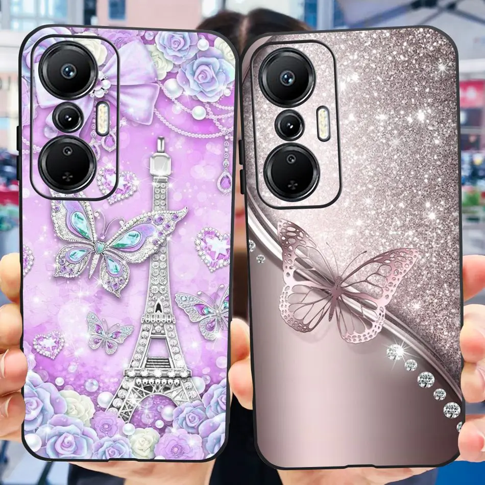 Soft Silicon Case For Infinix Hot 20S X6827 Elegant Flower Butterfly Pattern Rubber Phone Cover For Infinix Hot20S