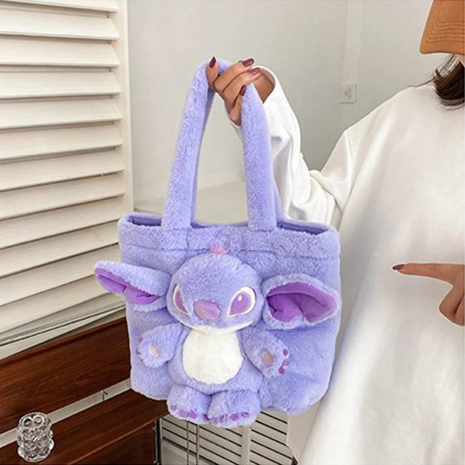 Disney New Lilo & Stitch Plush Toys Kawaii Plush Messenger Bag Girl Handbag Anime Stuffed Toys Children Cartoon Plushie Soft Bag