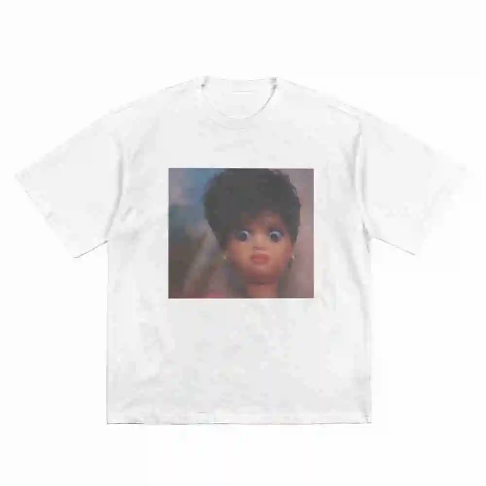 Shocked Doll Face Meme Viral Reaction Retro Aesthetic Short Sleeve Tee 100% Cotton T-Shirt