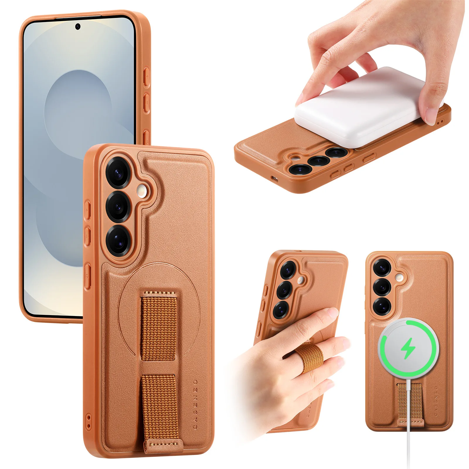 

case for Samsung S26 S25 plus ultra Wristband magnetic protective cover full coverage Wireless Charging Shock Proof With Holder