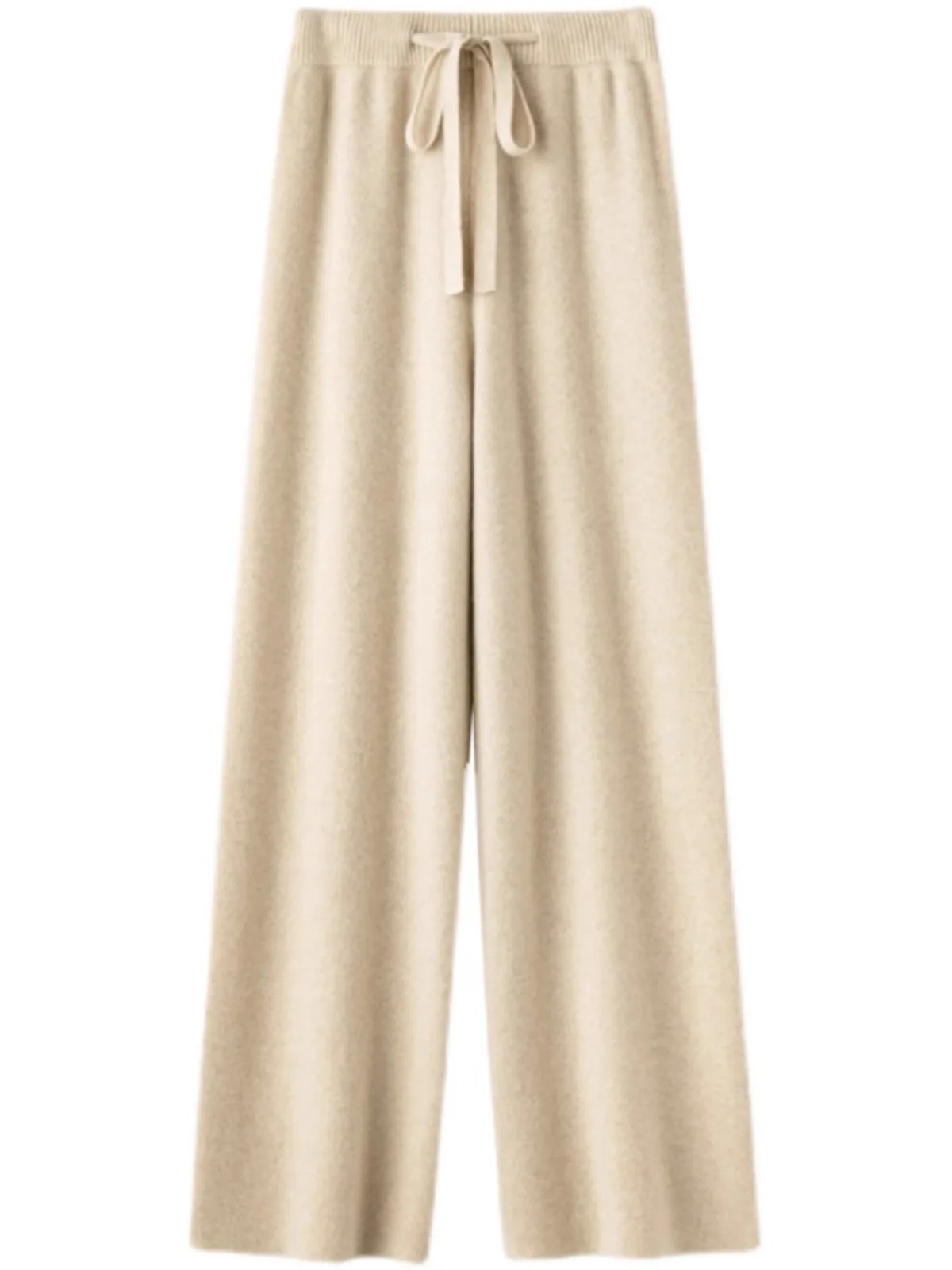 Wijde pijpenbroek van Australische zuivere wol Dames herfst-winter bovenkleding Verlengde rechte gebreide Camere-broek tot op de grond