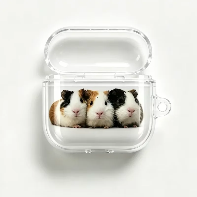 Kawaii guinea Pig Clear Soft TPU Earphone Case For Airpods 1 2 3 4 Pro Pro2 Pro3 Shockproof with Hook Accessories Airpods Cover