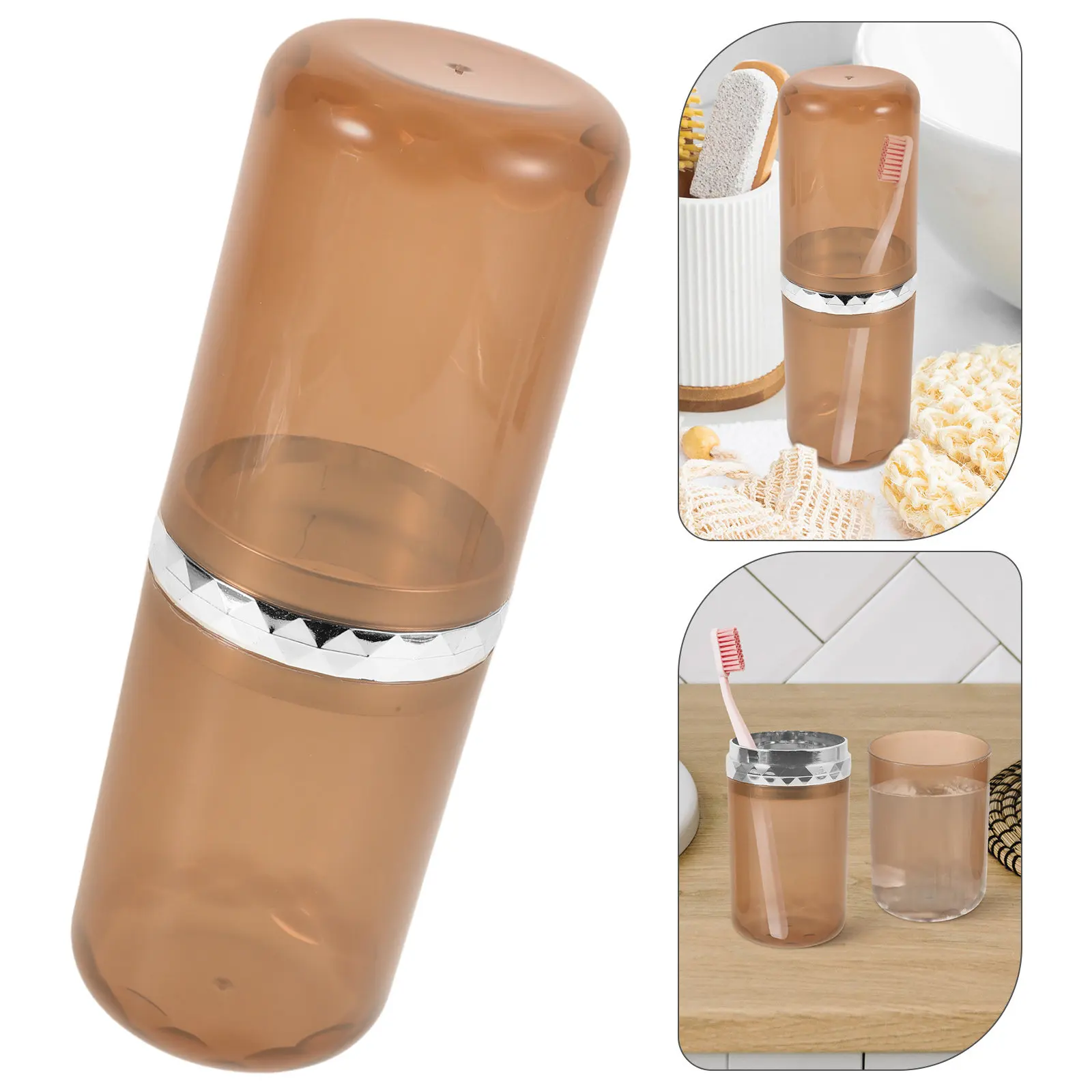 Large Clear Portable Toothbrush Cup Travel Toothpaste Container Multifunctional Rinse Cup for School Gym Vacation Home Bathroom