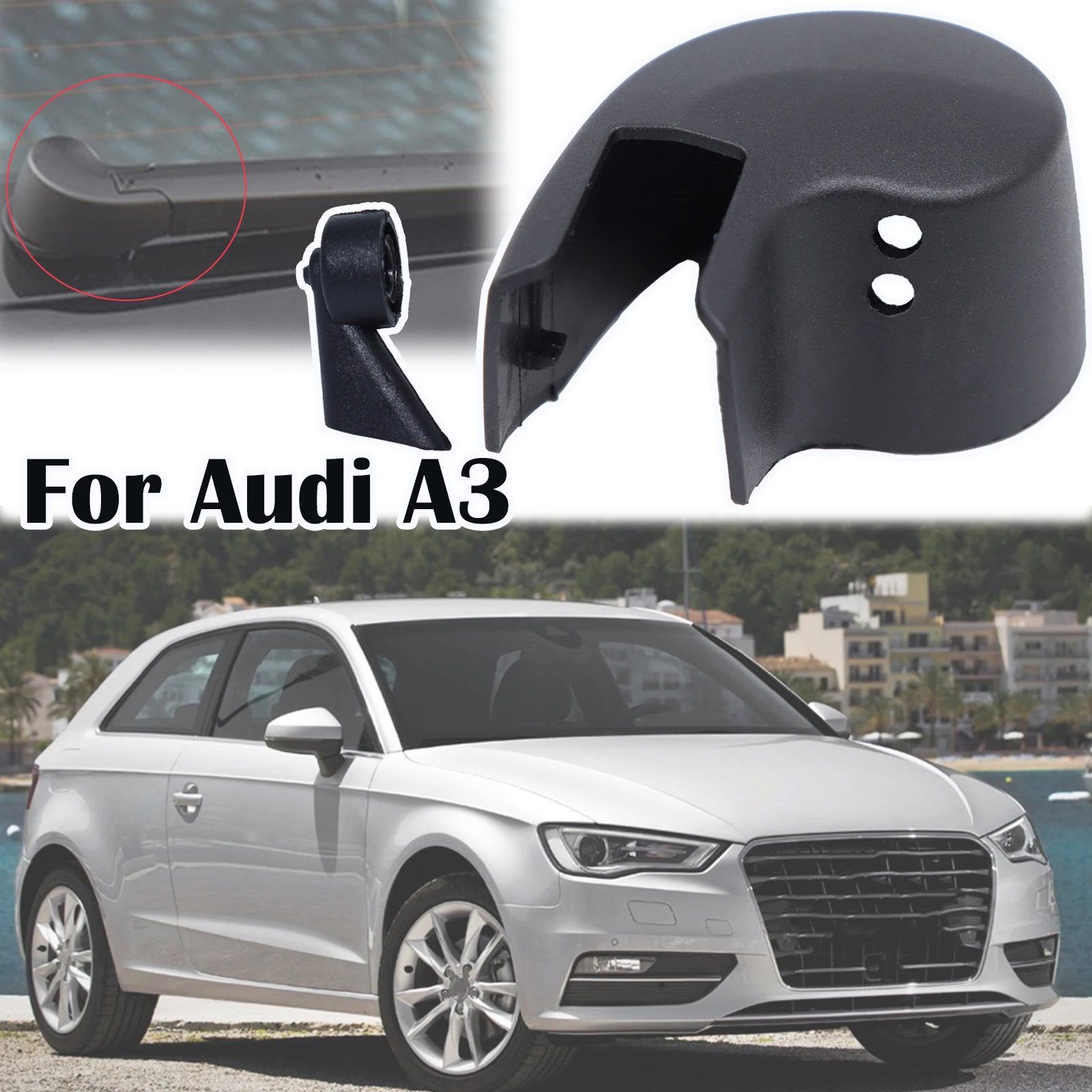 For Audi A3 8P 8V 2004 2005 2006 2007 - 2013 2014 2015 2016 2017 2018 Rear Wiper Arm Rocker Bolt Cover Cap Washer Jet Nozzle