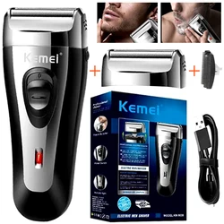 Kemei Rasoio elettrico Rasoio ricaricabile per uomo Trimmer per barba originale Tagliacapelli Rasatura a secco o bagnato Macchina da barba USB