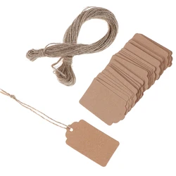 50/100Pcs Blank Kraft Jewelry Price Label String Tags Gift Cards With 20m