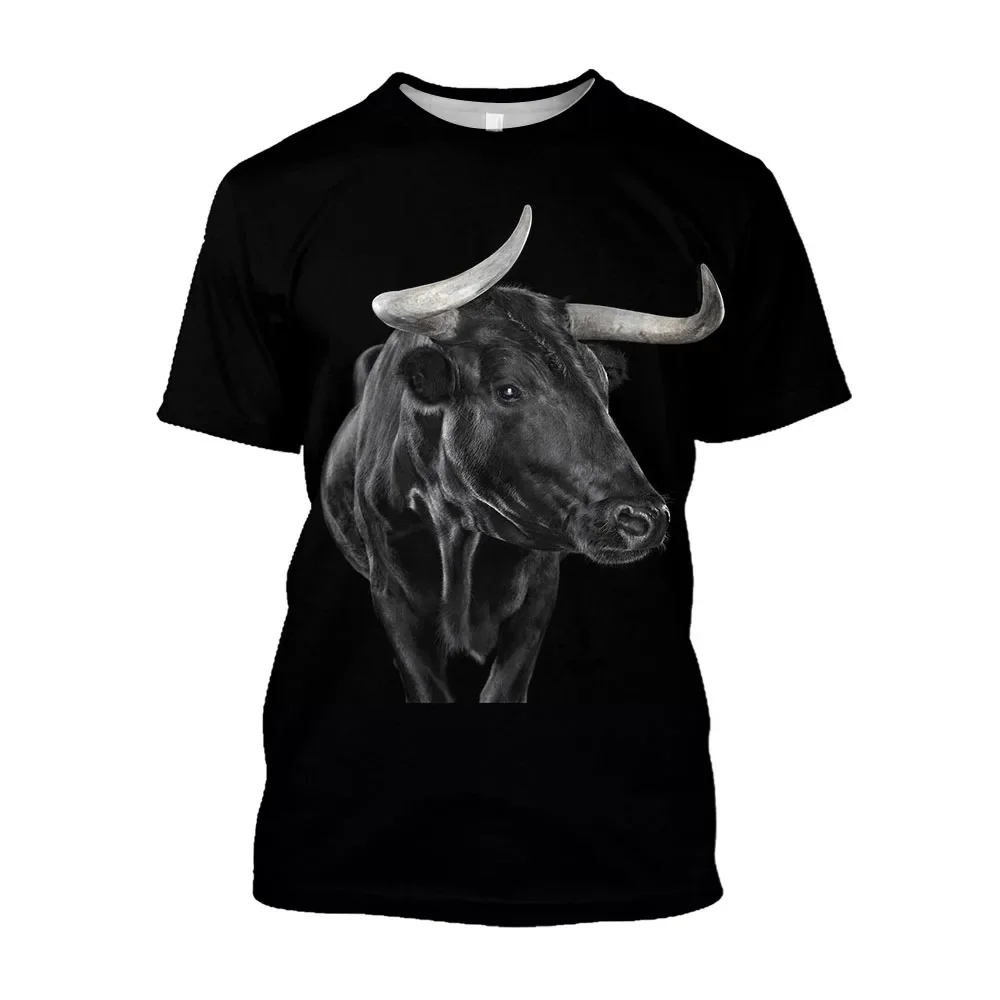 Spanish 3D Bullfighting Pattern T-shirt Suitable For Casual Group Activities Loose O-neck Breathable Comfortable Retro Elements