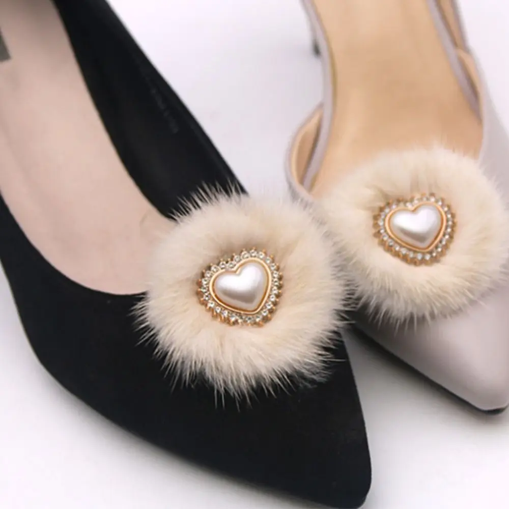 Fluffy Pompom Shoe Clip Fashion Replacement Mink Hair Decorative Clip Detachable Clamp Shoe Flower Decoration Women