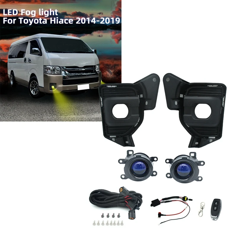 AU04 -Car Front Bumper Fog Lights Assembly Dual Color LED Fog Lights Low Beam High Beam For Toyota Hiace 2014-2019 Fog Lights