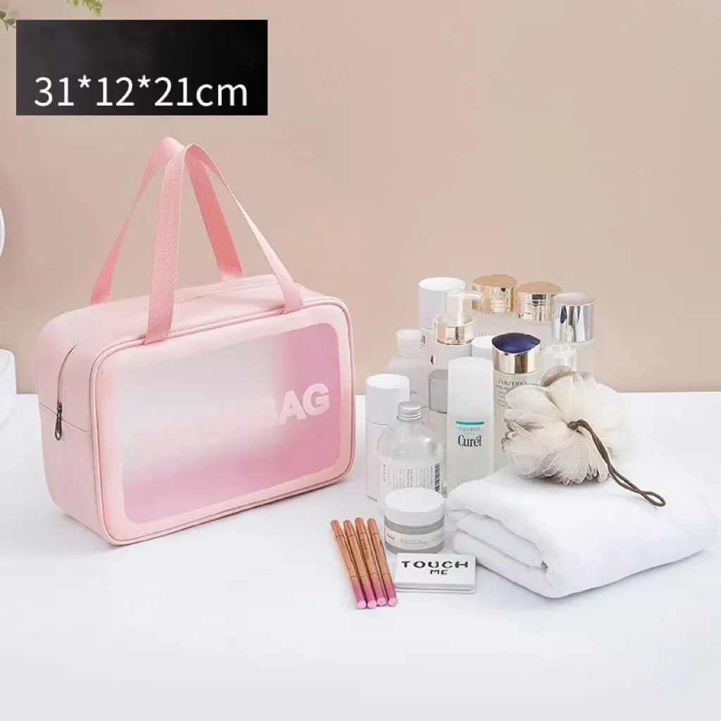 Pu Frosted Clear Makeup Box Waterproof Travel Toiletry Bag Large Capacity Portable Bath Storage Bag Children\'s Lunch Bag