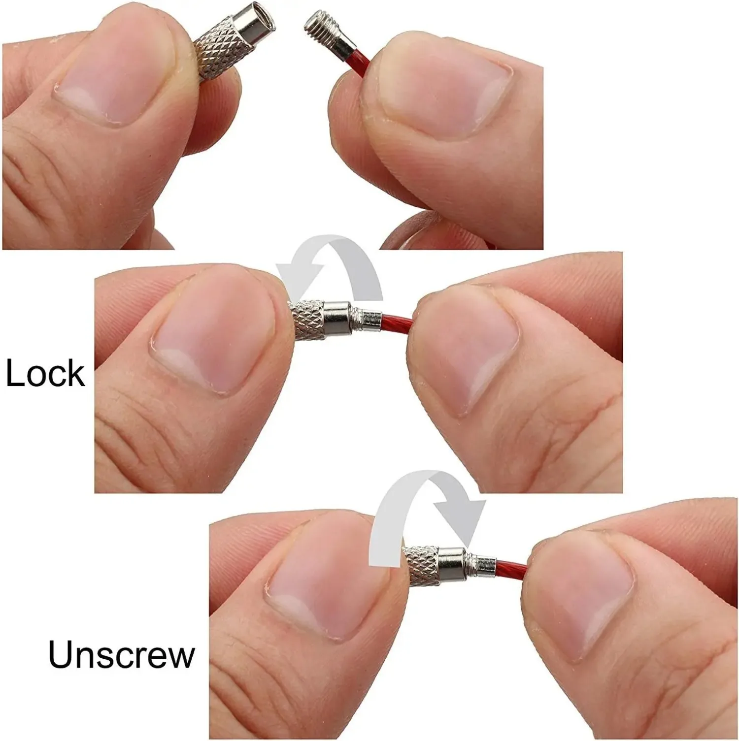 Stainless Steel Wire Keychain Ring Key Keyring Multiple Colors Circle Rope Cable Loop Outdoor Camp Luggage Tag Screw Lock Gadget