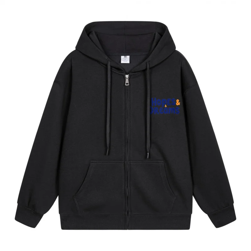 

Мужская толстовка на молнии, черная толстовка с синим принтом, 2024, новый стиль, повседневный стиль для пар, повседневный и свободный стиль