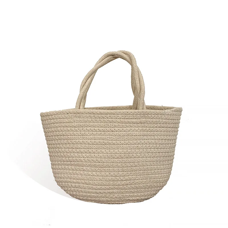 2022 Straw bag Cotton rope woven handbag Beach bag Cute children\'s bag