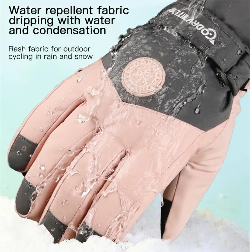 Guantes de esquí impermeables para hombre y mujer, guantes de nieve con pantalla táctil, guantes térmicos cálidos con forro polar para Snowboard, esquí y ciclismo