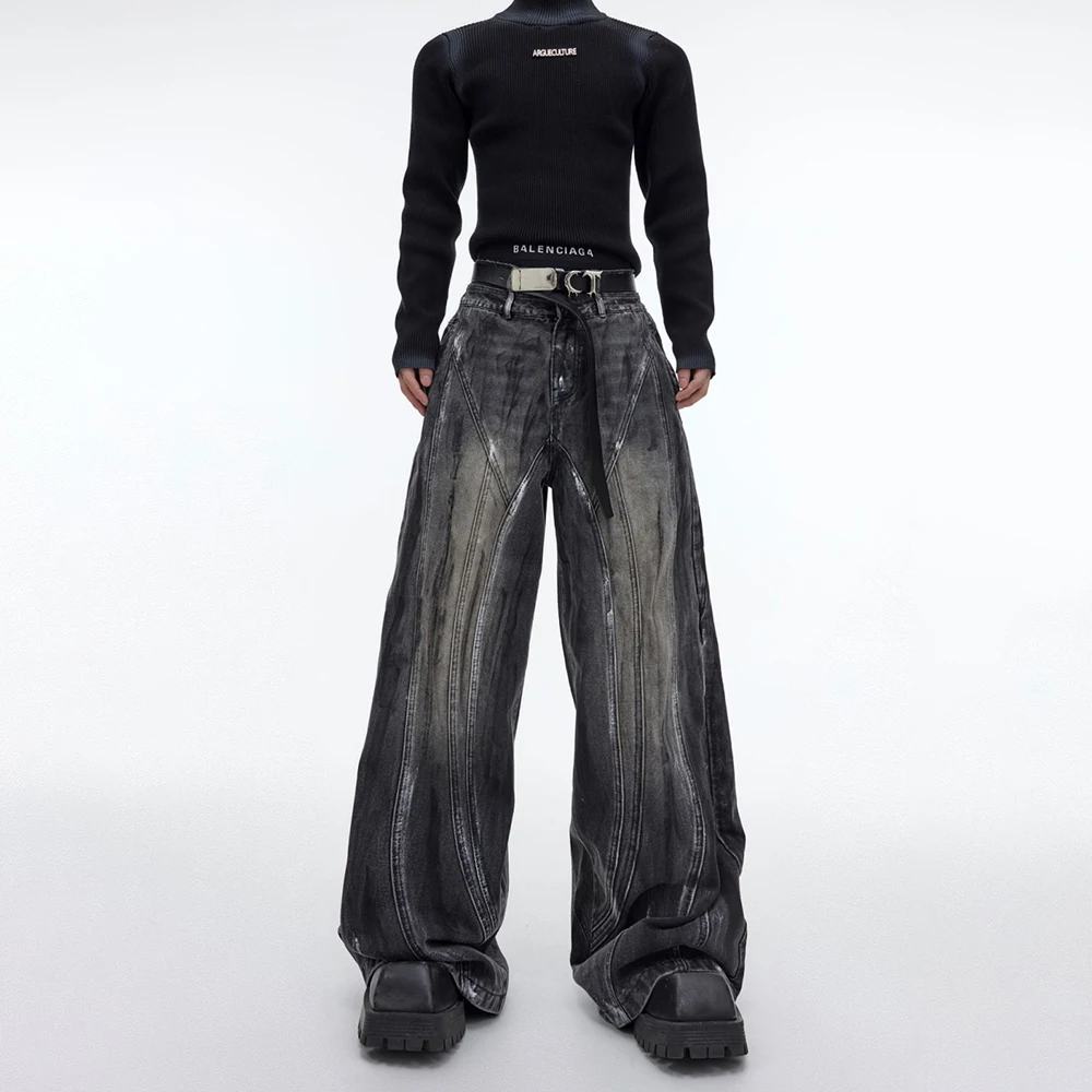 

Mens Jeans Retro Washed Denim Casual Pants Streetwear Fashion Versatile Youth Campus Wide Leg Pants Male Men'S Clothing 2024