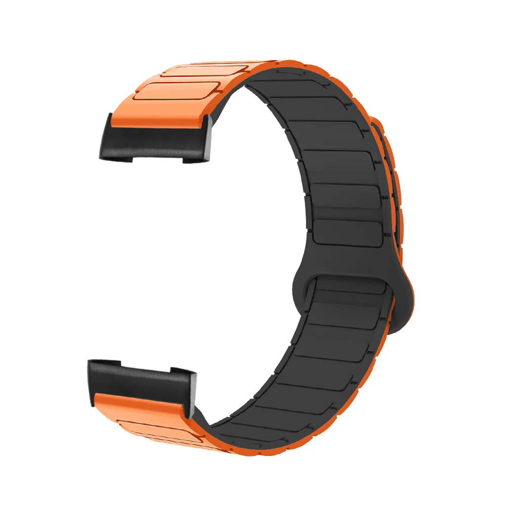 

18mm Magnetic Watch Strap For Fitbit Charge 3 4 5 Armor Style Stable Buckle Quick Release Sweatproof Silicone Watch Band Unisex