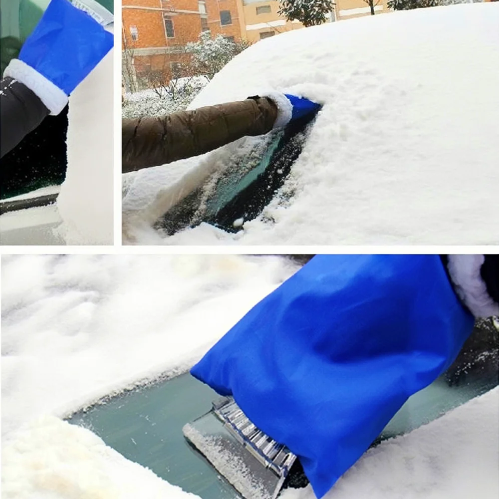 Car Handheld Cleaning Snow Shovel Ice Scraper Glove Style Snow Scraper Outdoor Waterproof Warm Window Glass Frost Removal Tool