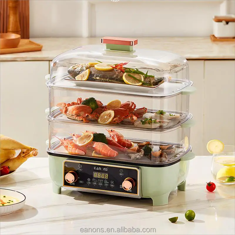 

New Quick Heat Steam Multifunction Electric Cooker Stainless Steel Cooking Seafood Vegetable Hotpot Hot Pot Food Steamer