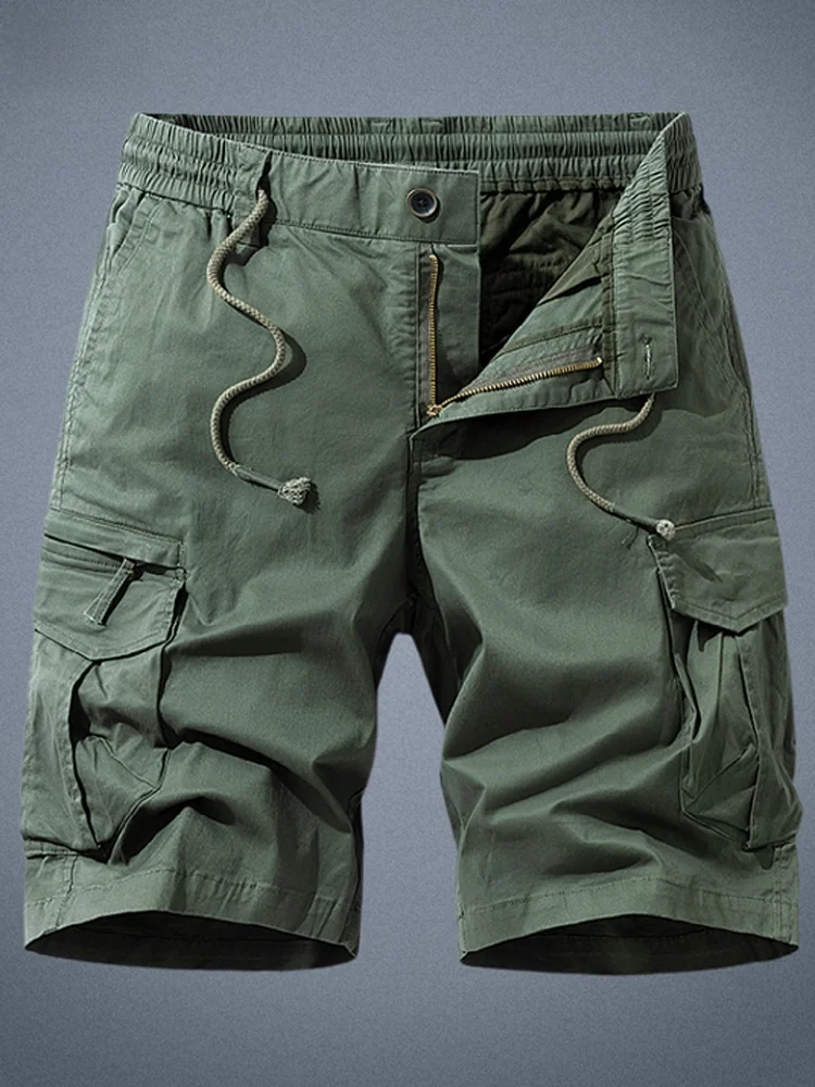 Men's Summer Workwear ort Pants Cotton Elastic Thin Five-Point Casual Straight Leg Pants Breathable Comfortable Lightweight