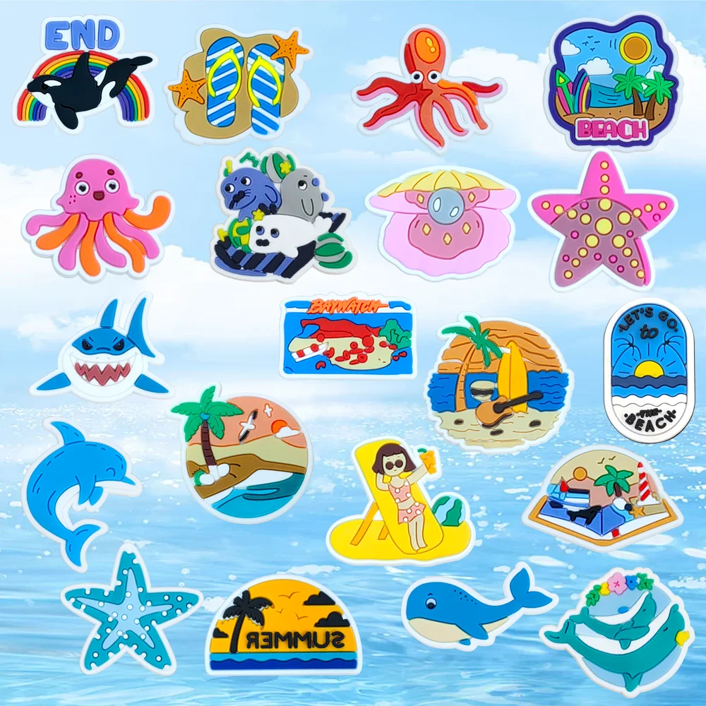 Hot Sale PVC Summer Beach Shoe Charms Pin for Accessories Wristband DIY Shoe Decoration Girls Women Party Gifts
