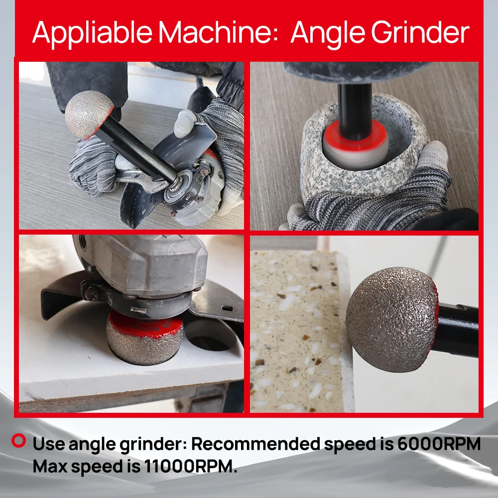 DT-Diatool Dia 30/50mm Diamond Round Grinding Head Internal Arc Grinding for Marble Stones Engraving Tool
