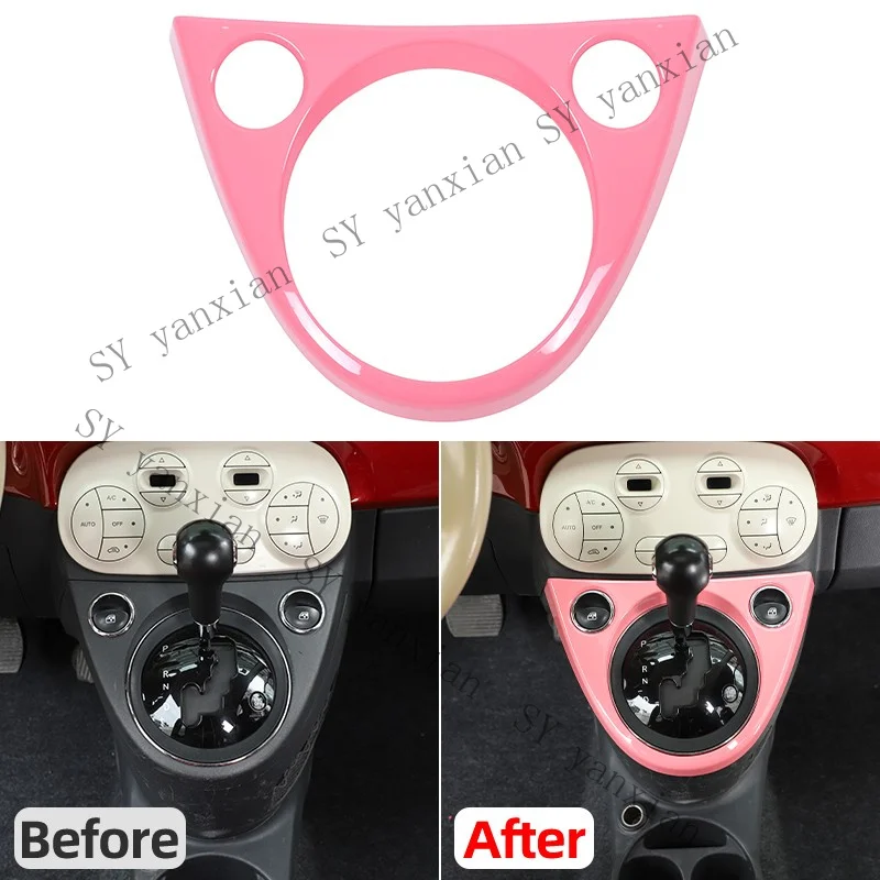 Couverture de panneau de commande de vitesses rose SY+ pour Fiat 500 2007+