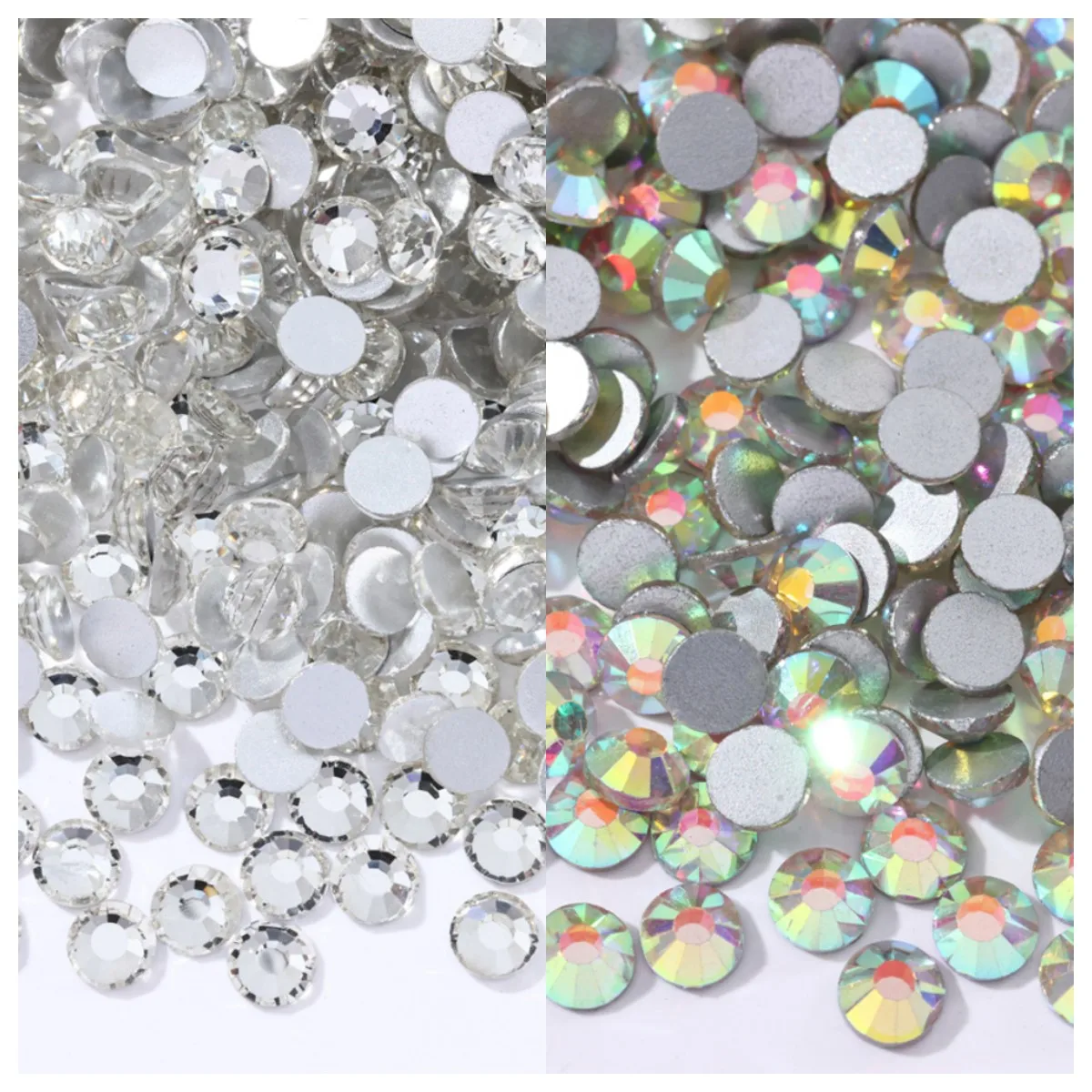 

Top quality SS3-SS40 Clear Crystal White 3D Nail Art Decoration rhinestones Silver Flatback Rhinestones Glitter Gems