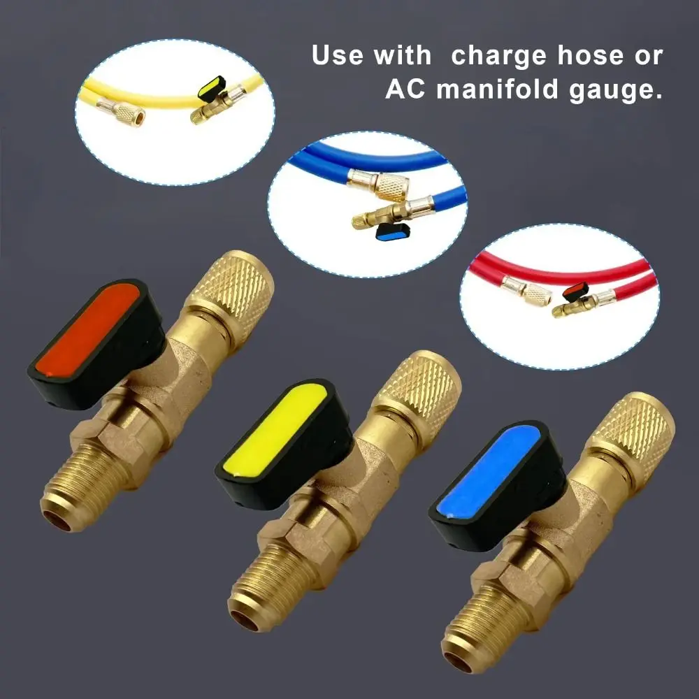 

1 шт. латунный адаптер шарового крана хладагента «папа/гнездо» 1/4 "SAE прямой запорный клапан R22 аксессуар для кондиционера