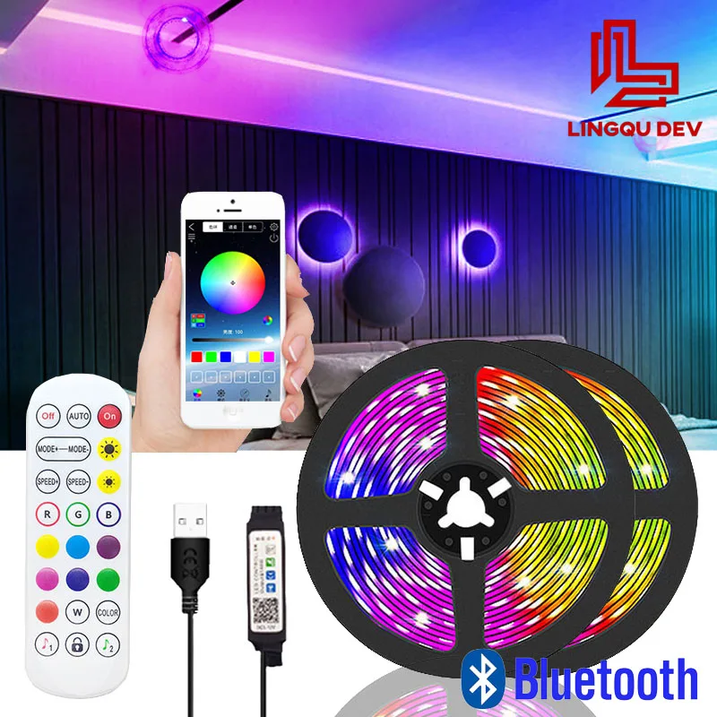 LED Streifen Licht 5050 RGB Band für Room Decor Neue 24keys Steuer Bluetooth Adapter LED Streifen Vollen Satz TV led-hintergrundbeleuchtung Neon Band