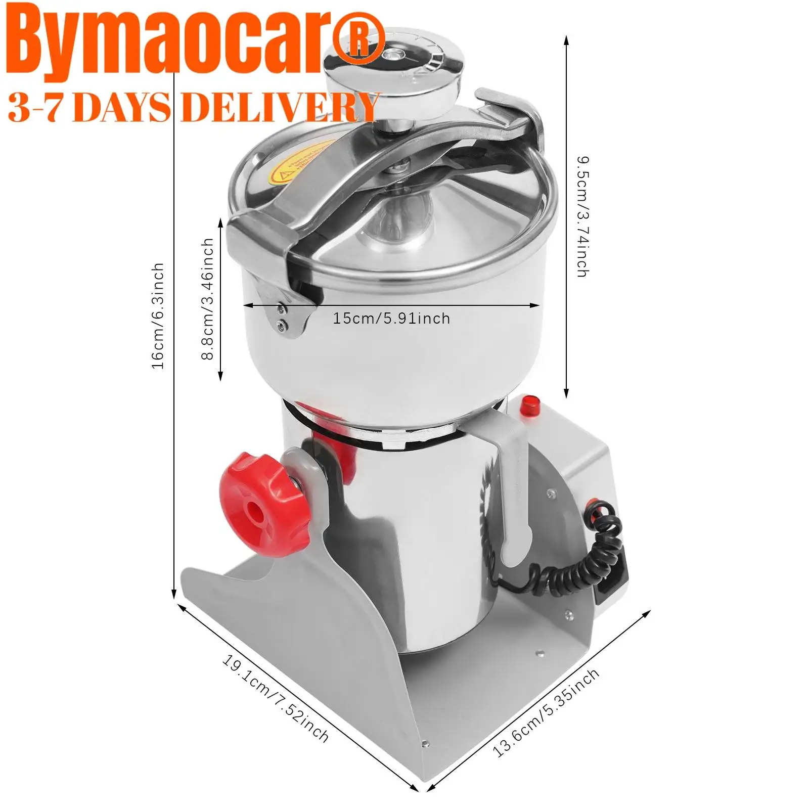 1000g Electric Grain Grinder Mill with Timing Function 3600W High Speed Commercial Pulverizer Dry Herb Grain Spice Coffee Seeds