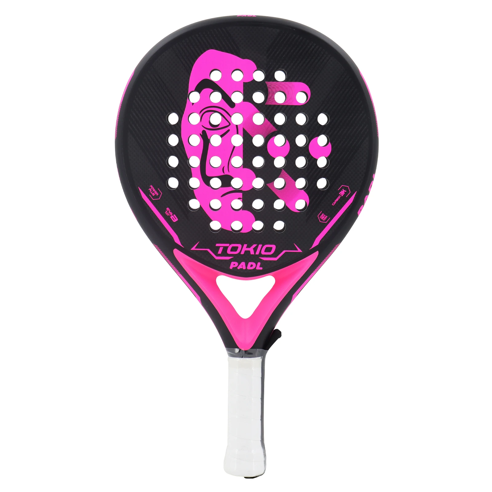 Carbon Fiber Paddle Racket, 3K, 12K,18K, Fiber, rough finish with Eva Soft Memory Foam Core, Round Shape, High Balance