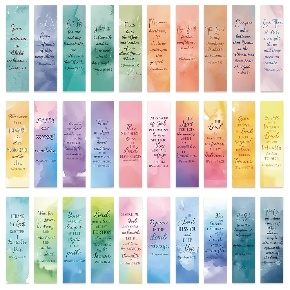 30Pcs Watercolor inspirational copywriting bookmark book decoration material students stationery supplies reading book folder