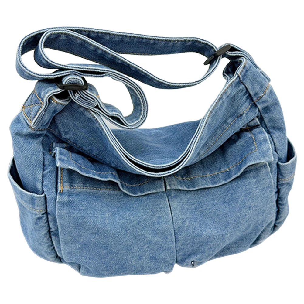 

Women Casual Satchel Bag Large Capacity Denim Daily Tote Bag Adjustable Strap Trendy Carrying Bag Multifunction Chic Hobo Bag